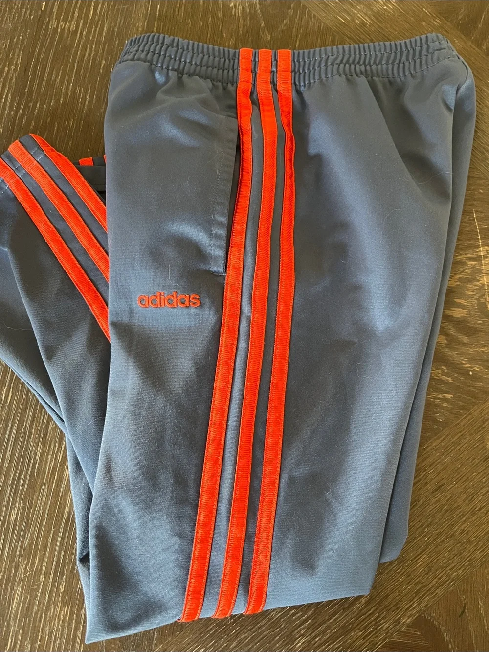 adidas Kids Joggers Blue with Orange Side Stripes